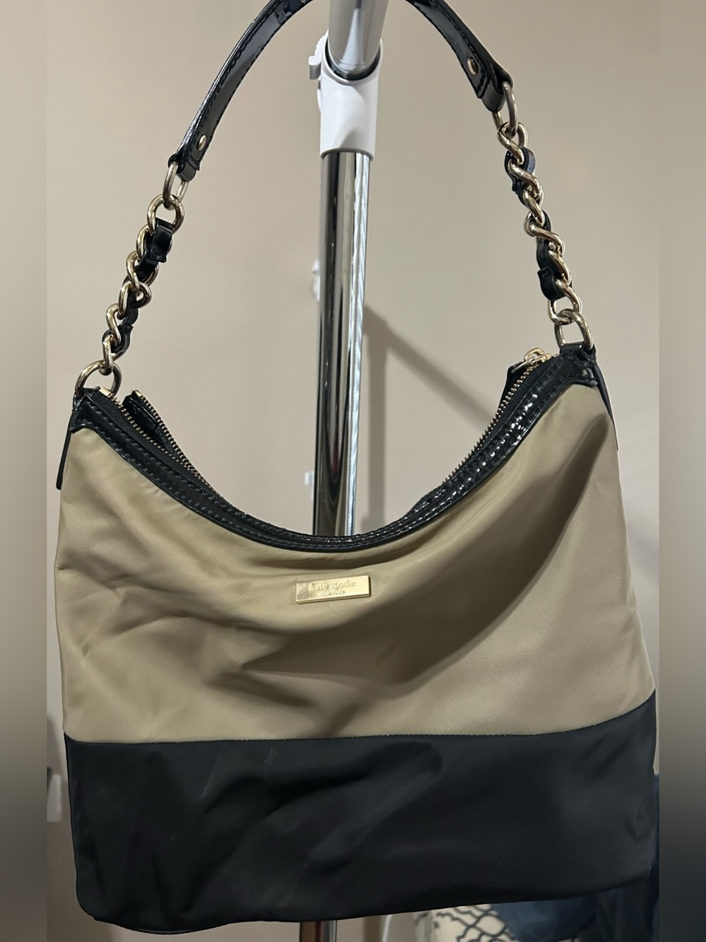 kate spade Two-Tone Shoulder Bag in Black and Taupe